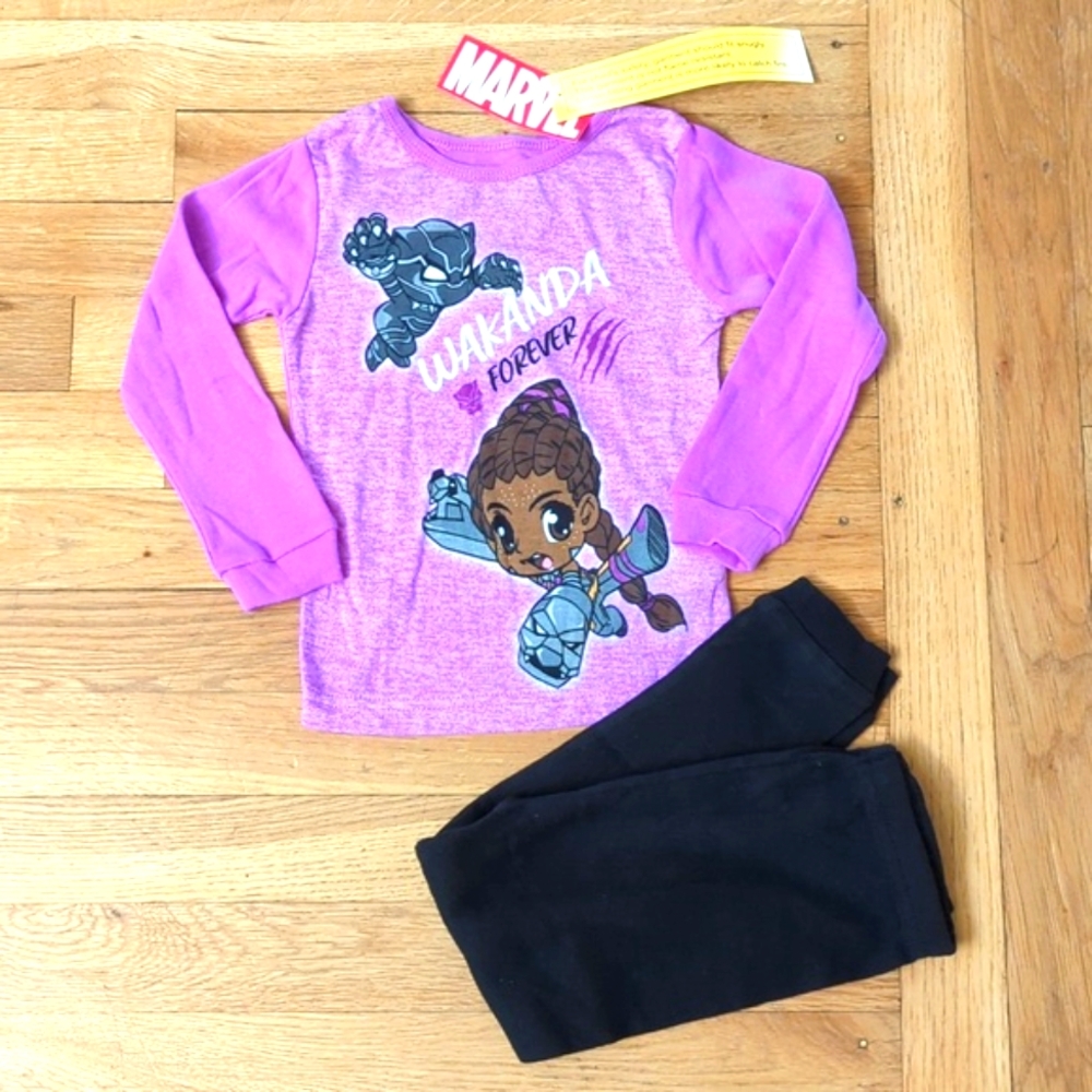 Marvel Girls Marvel Wakanda Forever Purple Two-Piece Pajamas Set Size 4
